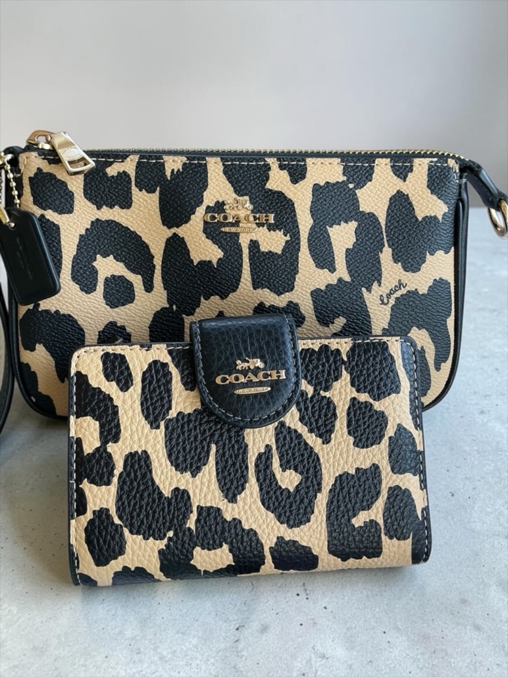 Coach Leopard Nolita 19 Wristlet + Matching Wallet Set NWT